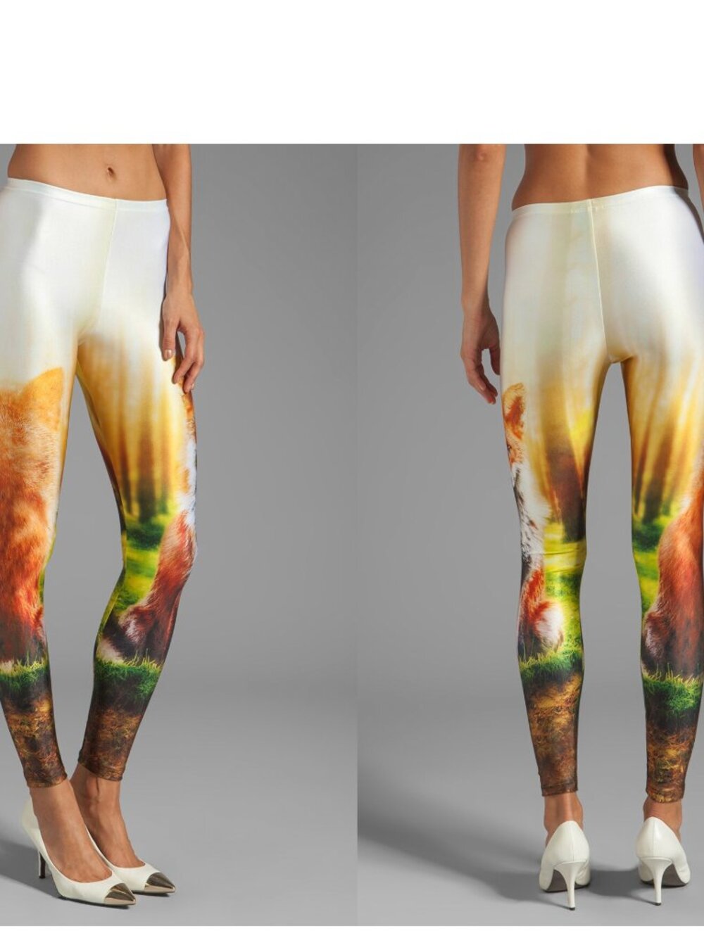 NEW WOLF We Are Handsome Australia Leggings Gold Boho Shiny Animal RARE S